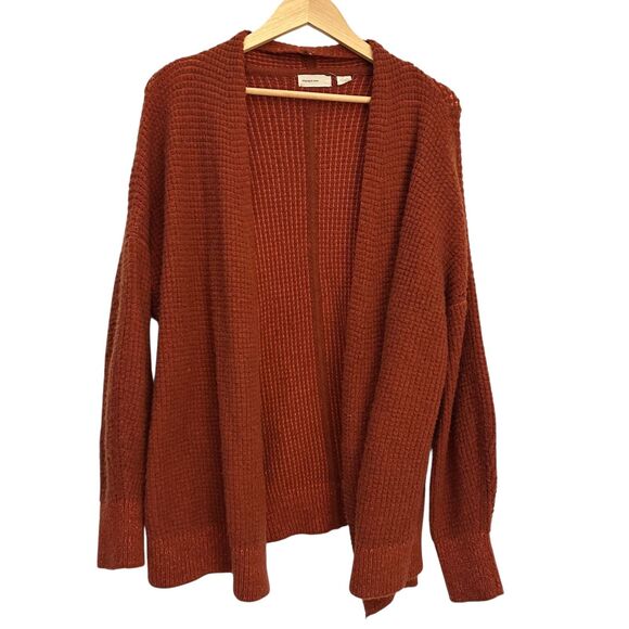 Sleeping on Snow Anthropologie Burnt Orange Wool Blend Open Cardigan XS - Picture 1 of 8